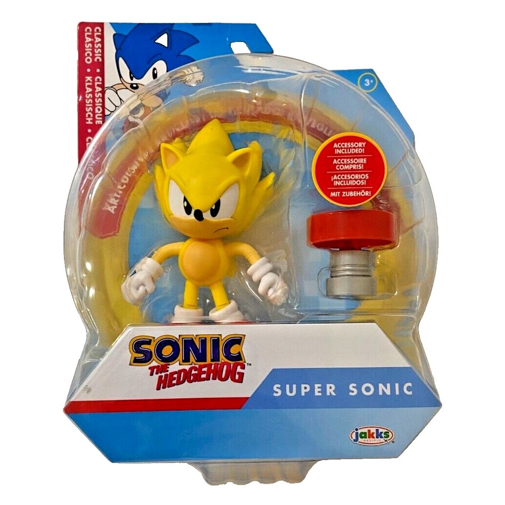 SUPER SONIC 4" Sonic‎ The Hedgehog Figure with Spring